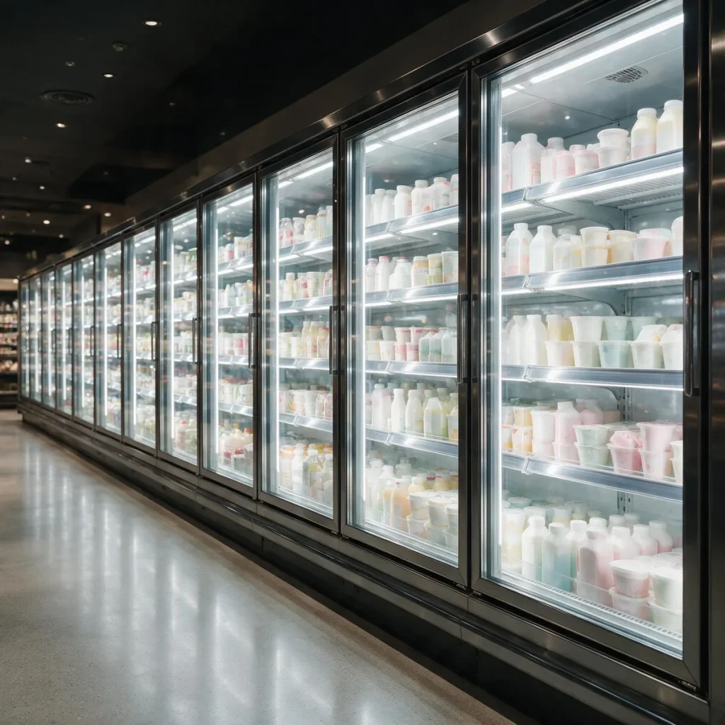 Expositores de refrigeração comercial com perfis de alumínio